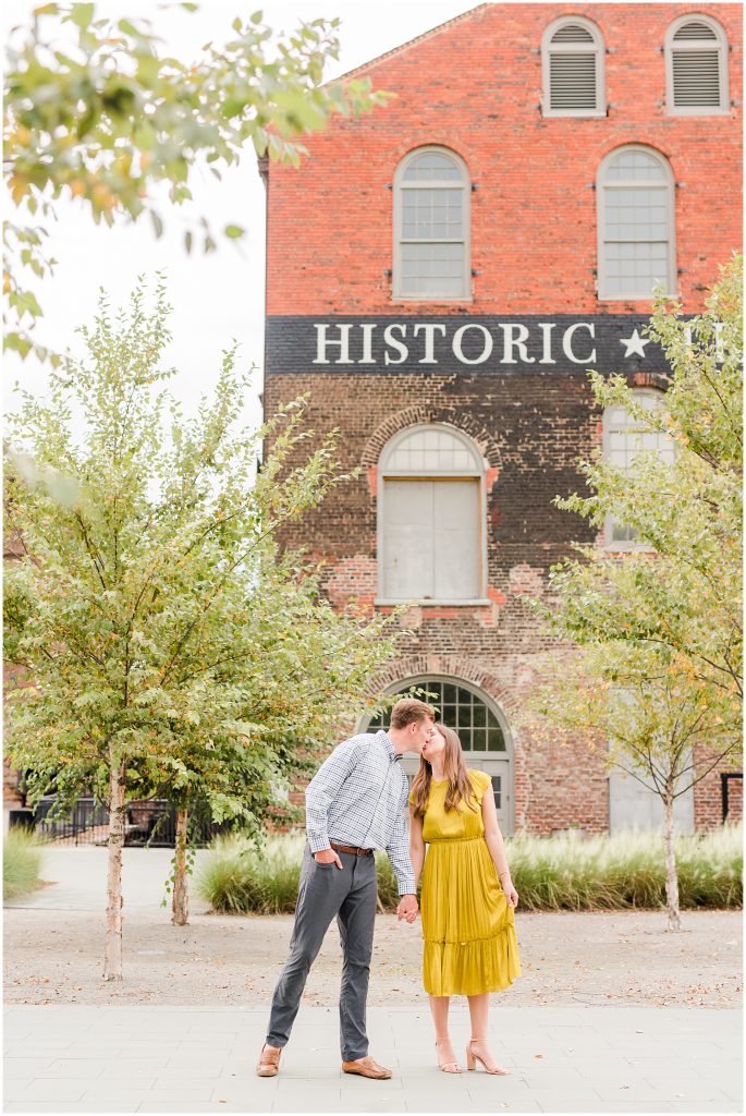 Engagement couple at historic tredegar ironworks in richmond virginia