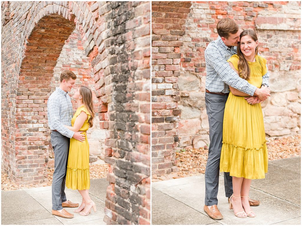 Engagement session at historic brick at tredegar museum in richmond virginia